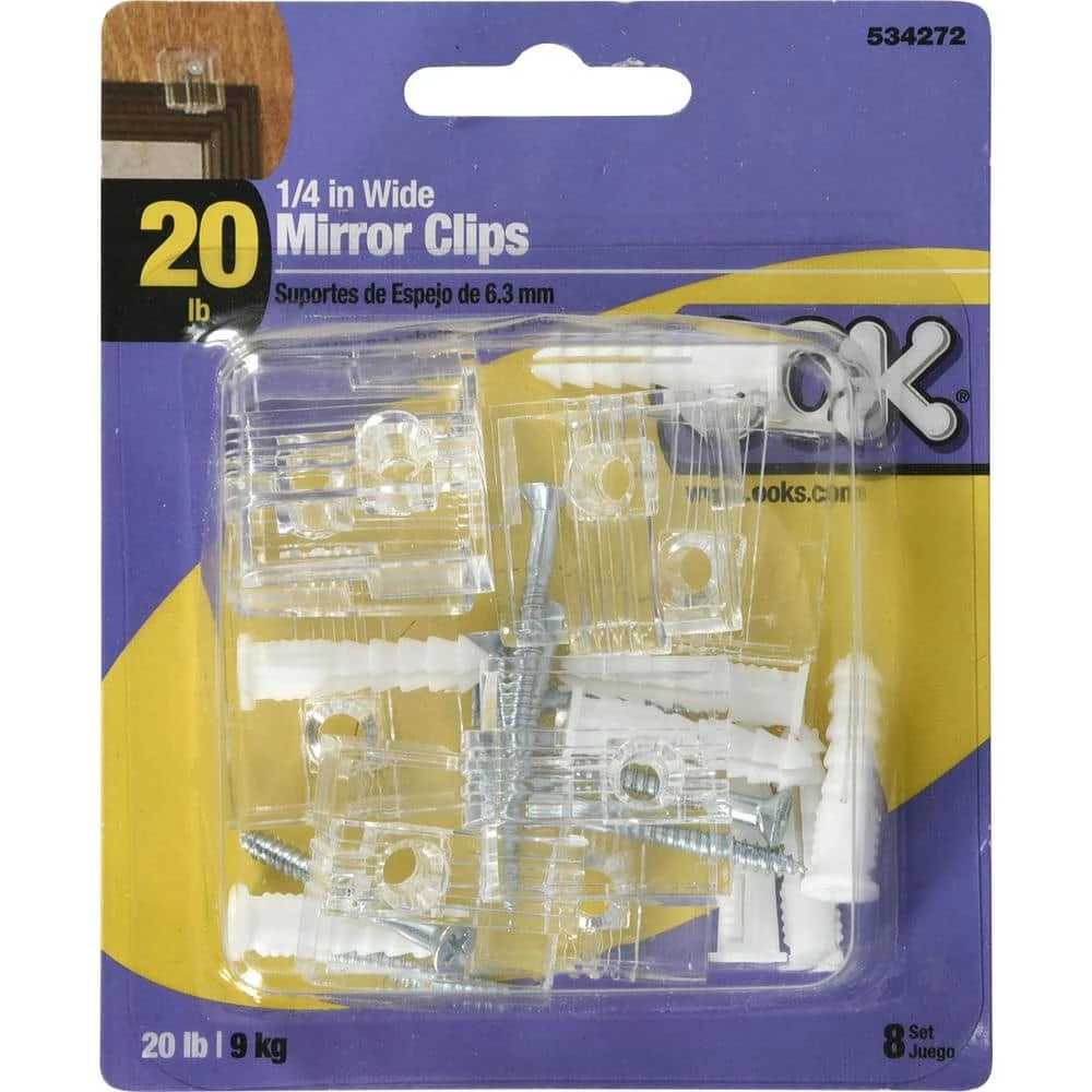 OOK 1/4 in. Adjustable Mirror Clip (8-Pack) 2 OOK 1/4 in. Adjustable Mirror Clip (8-Pack) - Image 2