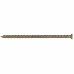 Fringe Screw #10 x 4 in. Satin Brass Phillips Flat-Head Long Hinge Screw with Oversize Threads to Secure Entry Doors (18-Pack) -Laurey Sales fringe screw wood screws fs10l18sb 40 1000