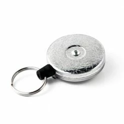 KEY-BAK Original HD Retractable Keychain with 48 in. Retractable Cord, Chrome Front, Steel Belt Clip, 8 oz. Retraction