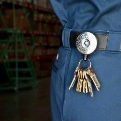 KEY-BAK Original HD Retractable Keychain with 48 in. Retractable Cord, Chrome Front, Steel Belt Clip, 8 oz. Retraction -Laurey Sales key bak key accessories 0485 821 c3 1000