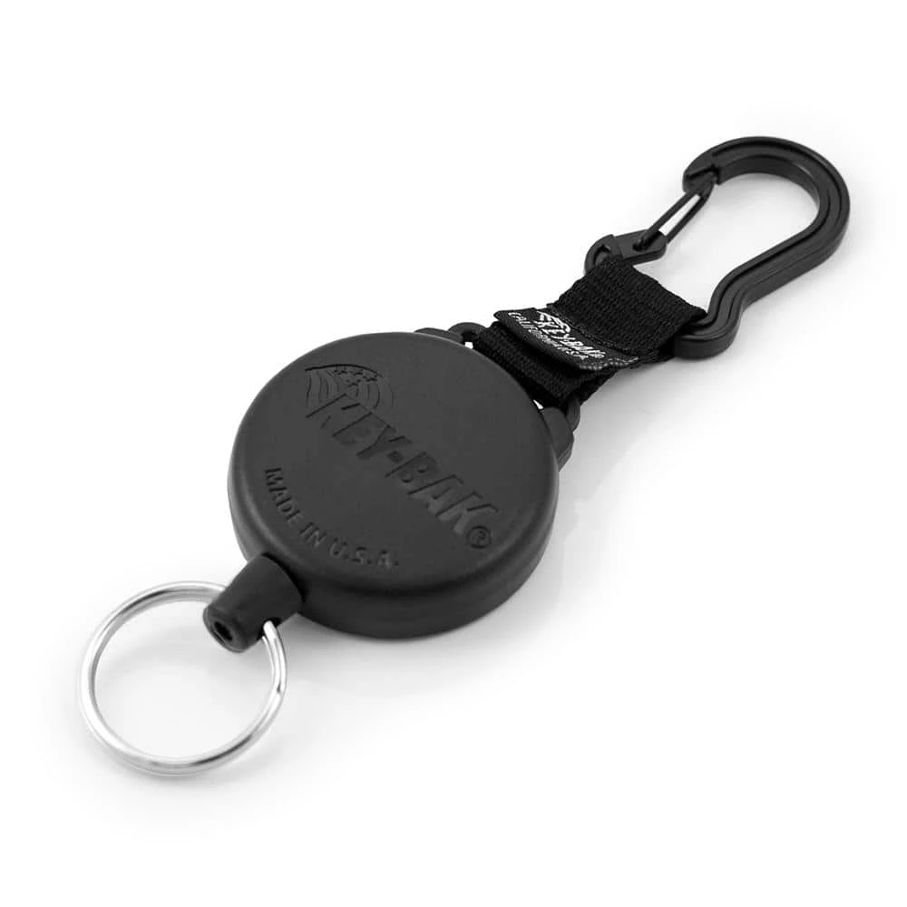 KEY-BAK SECURIT XD Retractable Keychain with 28 in. Retractable Cord, 20 oz. Retraction, Carabiner, Split Ring, Black 1 KEY-BAK SECURIT XD Retractable Keychain with 28 in. Retractable Cord, 20 oz. Retraction, Carabiner, Split Ring, Black