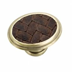 Laurey 1-5/8 in. Satin Brass/Brown Oval Cabinet Knob