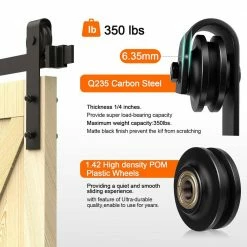 Movisa 12 ft./144 in. J-Shaped Double Barn Door Hardware Kit -Laurey Sales matte black movisa barn door hardware mvcuf45 4f 1000