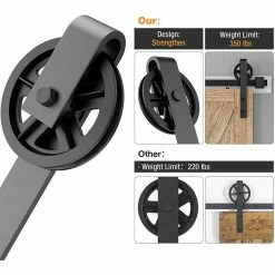 Movisa 10 ft./120 in. J-Shaped Sliding Single Barn Door Hardware Kit with Large Wheel Rollers -Laurey Sales matte black movisa barn door hardware mvhjzu3 c3 1000