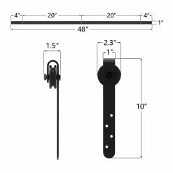 Movisa 4 ft./48 in. J-Shaped Mini Double Barn Door Hardware Kit -Laurey Sales matte black movisa barn door hardware mvhoft7 44 1000