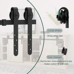 Movisa 4 ft./48 in. J-Shaped Mini Double Barn Door Hardware Kit -Laurey Sales matte black movisa barn door hardware mvhoft7 4f 1000