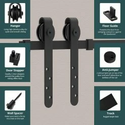 Movisa 3.3 ft./39.6 in. Mini Single Barn Door Hardware Kit -Laurey Sales matte black movisa barn door hardware mvju64r 4f 1000