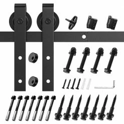 Movisa 13 ft./156 in. J-Shaped Sliding Single Barn Door Hardware Kit