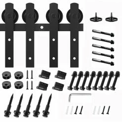 Movisa 8 ft./96 in. I-shaped Sliding Double Barn Door Hardware Kit