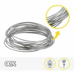 OOK 50 lbs. 9 ft. Durasteel Stainless Steel Hanging Wire 9 OOK 50 lbs. 9 ft. Durasteel Stainless Steel Hanging Wire -Laurey Sales metallics ook wire rope 50114 1f 1000