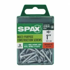 SPAX #8 x 1 in. Zinc Coated Phillips-Square Flat Undercut Head Full Thread Multi-Purpose Screw (30 per Box) -Laurey Sales metallics spax composite fasteners 4101010400252 1f 1000