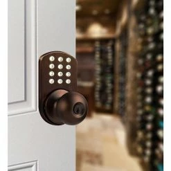 Morning Industry Oil-Rubbed Bronze Touch Pad Electronic Entry Door Knob -Laurey Sales morning industry keyless locksets hkk 01ob 4f 1000