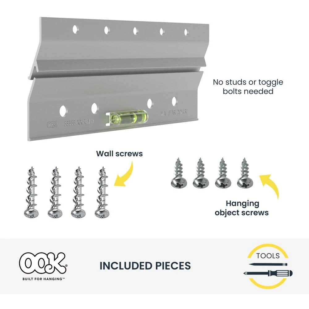 OOK 60 lb. French Cleat Picture Hanger with Wall Dog Mounting Screws Kit (7-Piece) 3 OOK 60 lb. French Cleat Picture Hanger with Wall Dog Mounting Screws Kit (7-Piece) - Image 3