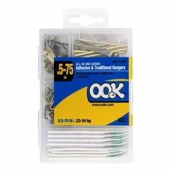 Adhesive Picture Hangers, Traditional Picture Hanger Kit, Brass Picture Hooks (.5-75lb), (2-pack) 84 pieces