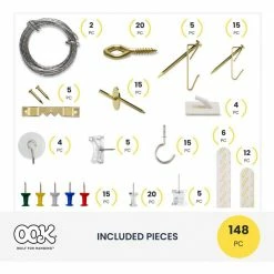 Picture Hangers, Traditional Picture Hanger Kit, Brass Picture Hooks (.5-20lb), 148 Pieces -Laurey Sales ook picture mirror hanging 9977132 1f 1000