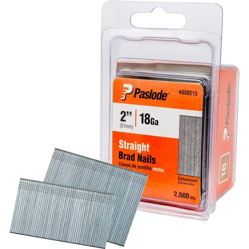 Paslode 2 in. x 18-Gauge Galvanized Brad Nails (2000 per Box) 1 Paslode 2 in. x 18-Gauge Galvanized Brad Nails (2000 per Box)