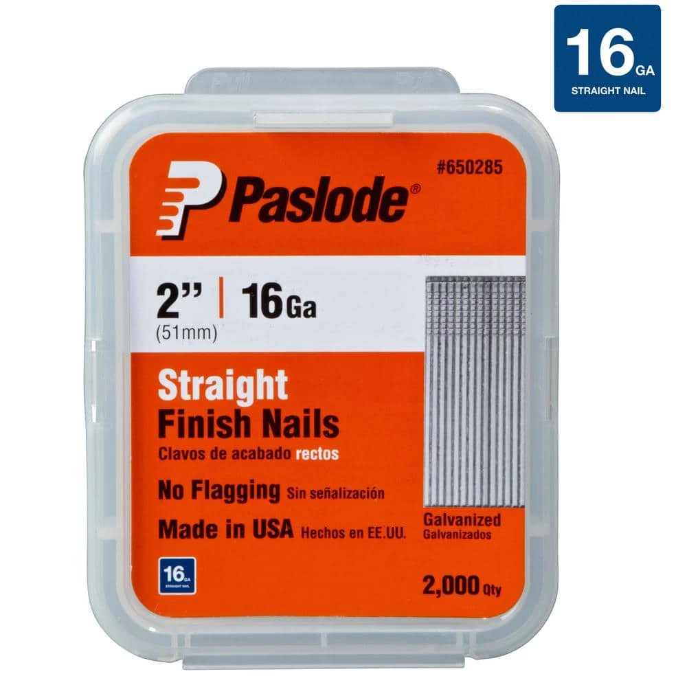 Paslode 2 in. x 16-Gauge Galvanized Straight Finish Nails (2000-Box) 1 Paslode 2 in. x 16-Gauge Galvanized Straight Finish Nails (2000-Box)