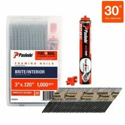 Paslode 3 in. x 0.120-Gauge Brite Smooth Shank FUEL + NAIL Pack (1,000 Nails + 1 Fuel Cell) -Laurey Sales paslode collated framing nails 650524 40 1000