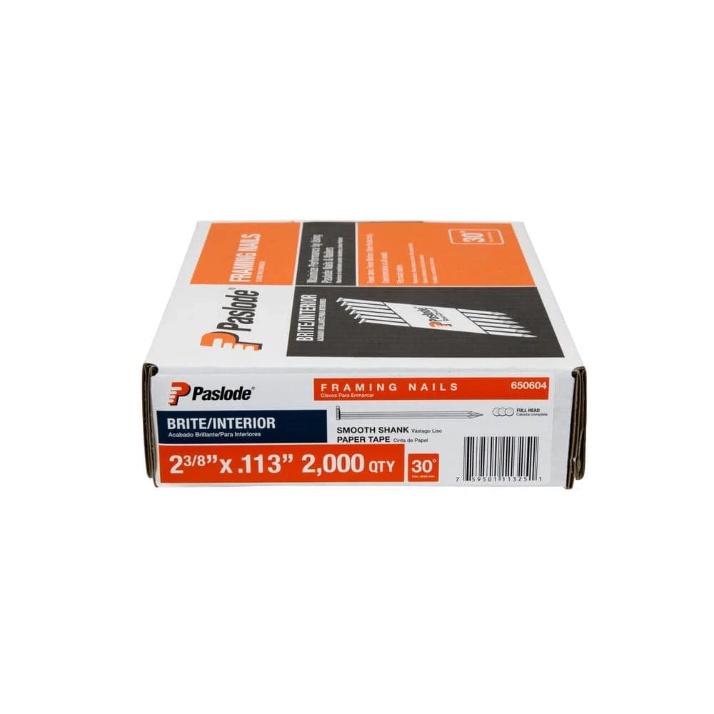 Paslode 2-3/8 in. x 0.113-Gauge 30-Degree Brite Smooth Shank Paper Tape Framing Nails (2000 per Box) 2 Paslode 2-3/8 in. x 0.113-Gauge 30-Degree Brite Smooth Shank Paper Tape Framing Nails (2000 per Box) - Image 2