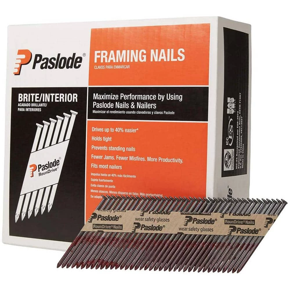 Paslode 3 in. x 0.131-Gauge 30-Degree Brite Smooth Shank Paper Tape Framing Nails (2500 per Box) 5 Paslode 3 in. x 0.131-Gauge 30-Degree Brite Smooth Shank Paper Tape Framing Nails (2500 per Box) - Image 5