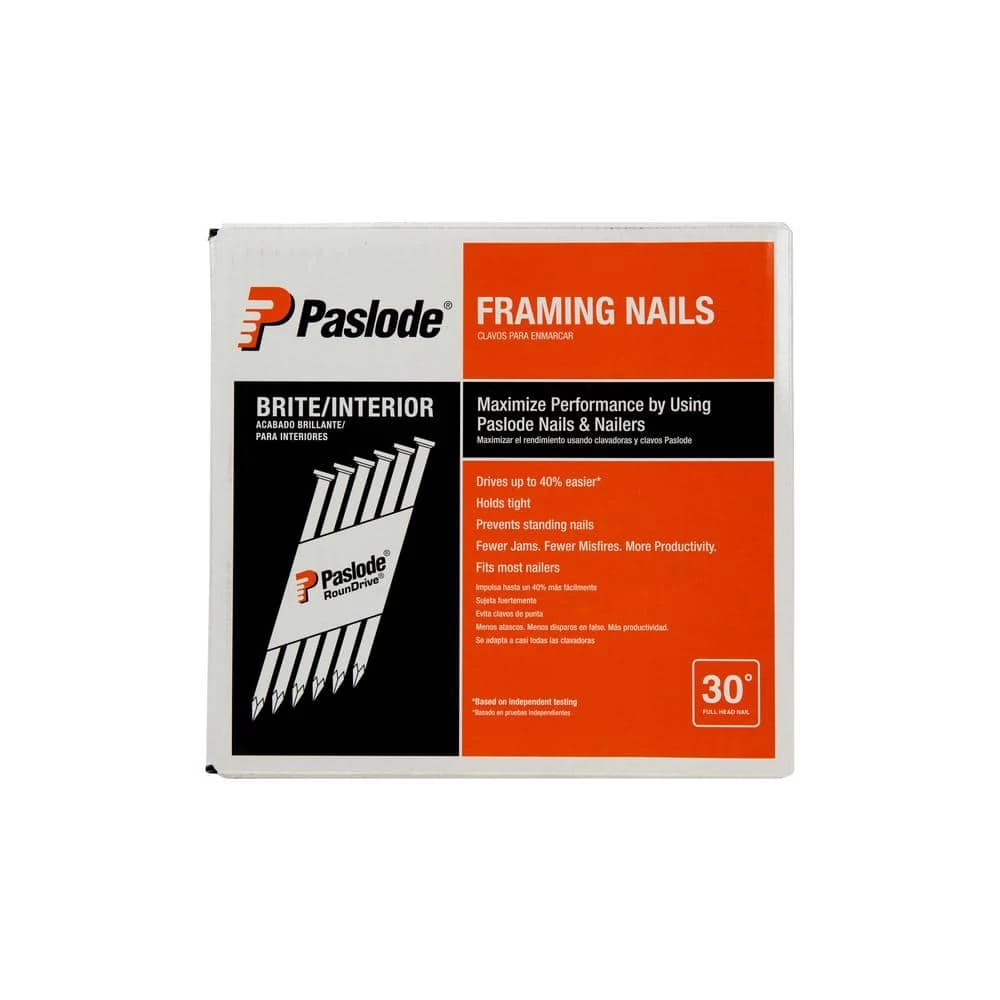 Paslode 3 in. x 0.131-Gauge 30-Degree Brite Smooth Shank Paper Tape Framing Nails (2500 per Box) 4 Paslode 3 in. x 0.131-Gauge 30-Degree Brite Smooth Shank Paper Tape Framing Nails (2500 per Box) - Image 4