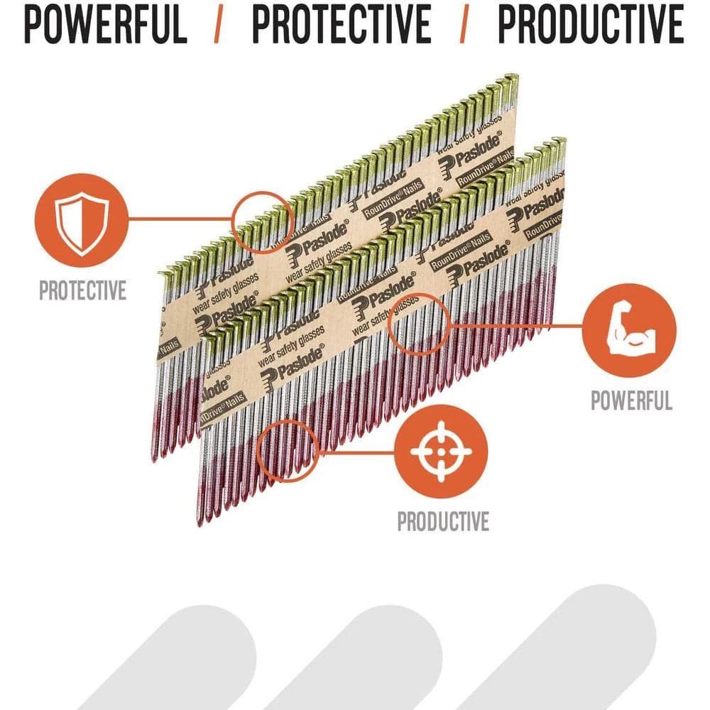 Paslode 3 in. x 0.120-Gauge Galvanized Ring Shank 30° Paper Tape Framing Nails Combo (4 Boxes of Nails, 2000 Nails per Box) 6 Paslode 3 in. x 0.120-Gauge Galvanized Ring Shank 30° Paper Tape Framing Nails Combo (4 Boxes of Nails, 2000 Nails per Box) - Image 6