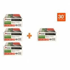 Paslode 3 in. x 0.120-Gauge Galvanized Ring Shank 30° Paper Tape Framing Nails Combo (4 Boxes of Nails, 2000 Nails per Box)