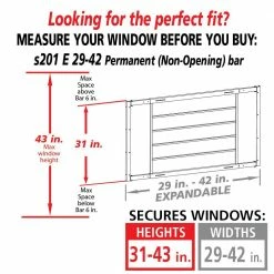 Mr. Goodbar Fixed 29 in. to 42 in. Adjustable Width 6-Bar Window Guard, White -Laurey Sales powder coated white mr goodbar window security bars s201 e 29 42 4f 1000