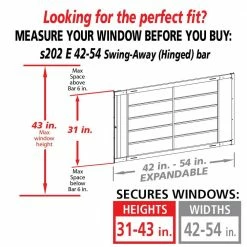 Mr. Goodbar Swing-Away 42 in. to 54 in. Adjustable Width 6-Bar Window Guard, White -Laurey Sales powder coated white mr goodbar window security bars s202 e 42 54 4f 1000