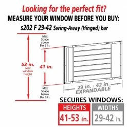 Mr. Goodbar Swing-Away 29 in. to 42 in. Adjustable Width 8-Bar Window Guard, White -Laurey Sales powder coated white mr goodbar window security bars s202 f 29 42 1f 1000
