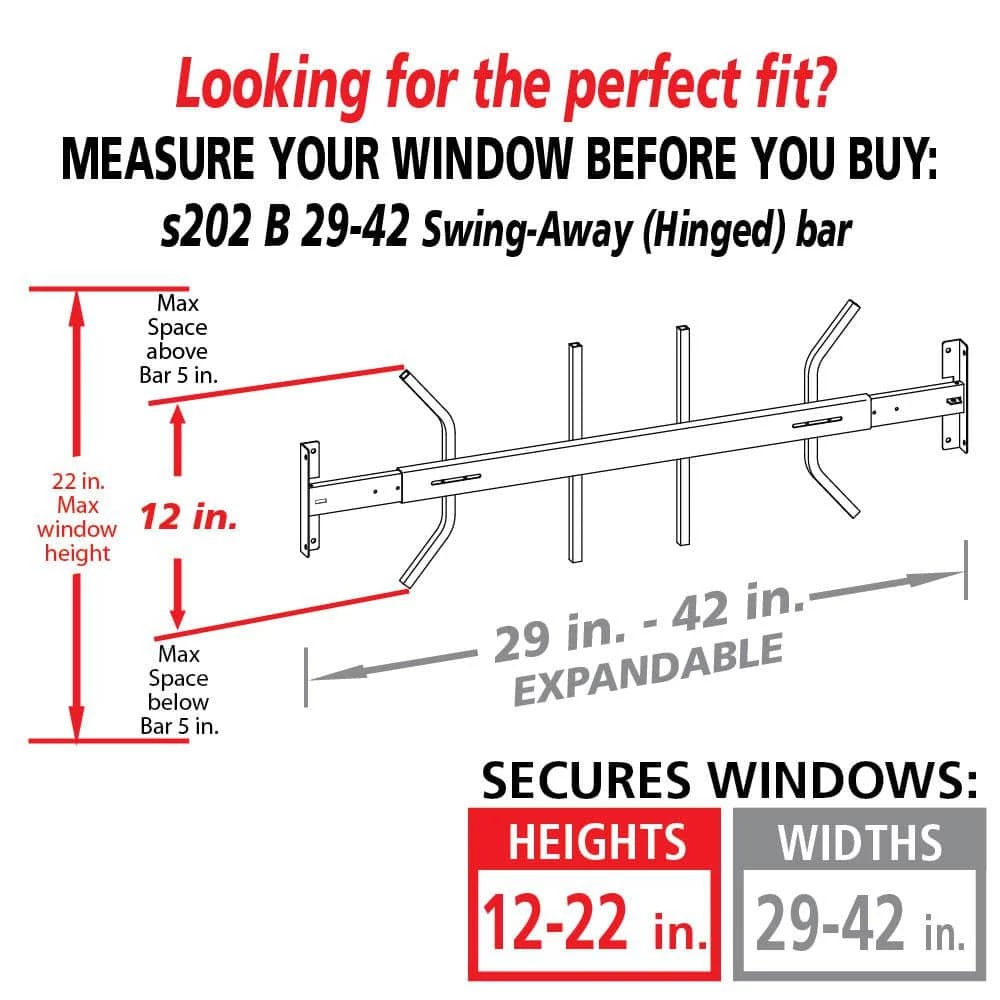 Mr. Goodbar Swing-Away 29 in. to 42 in. Adjustable Width 1-Bar Window Guard - White 2 Mr. Goodbar Swing-Away 29 in. to 42 in. Adjustable Width 1-Bar Window Guard - White - Image 2