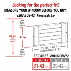 Mr. Goodbar Removable 29 in. to 42 in. Adjustable Width 6-Bar Window Guard, White 6 Mr. Goodbar Removable 29 in. to 42 in. Adjustable Width 6-Bar Window Guard, White -Laurey Sales powder coated white mr goodbar window security bars s203 e 29 42 4f 1000