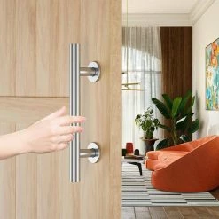 Movisa 12 in. Round Barn Door Handles (2-Piece) 11 Movisa 12 in. Round Barn Door Handles (2-Piece) -Laurey Sales round in silver movisa barn door hardware mv8xj31 31 1000