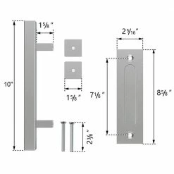 Movisa 10 in. Square Barn Door Handle 8 Movisa 10 in. Square Barn Door Handle -Laurey Sales silver in square movisa barn door hardware mv68pel 4f 1000