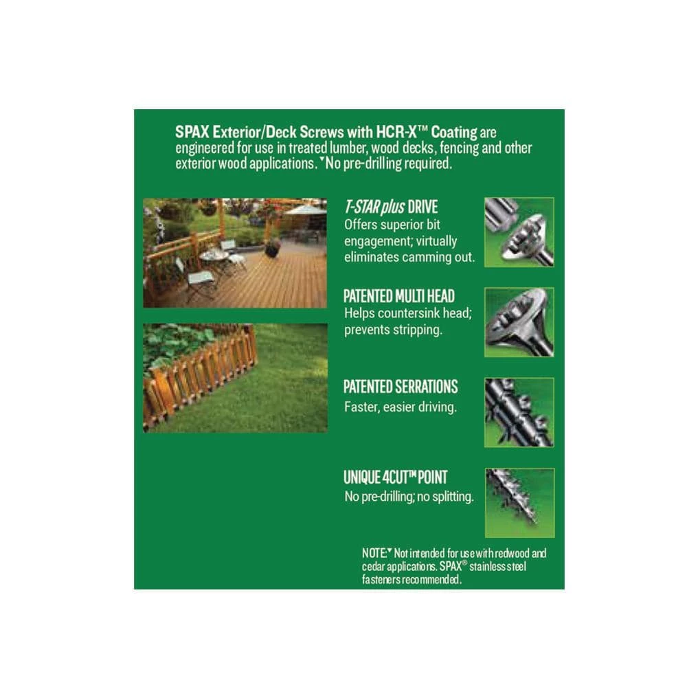 SPAX #8 x 2 in. T-Star Plus Flat Undercut Interior/Exterior HCR-X Screw Multi-Purpose (154-Box) 5 SPAX #8 x 2 in. T-Star Plus Flat Undercut Interior/Exterior HCR-X Screw Multi-Purpose (154-Box) - Image 5