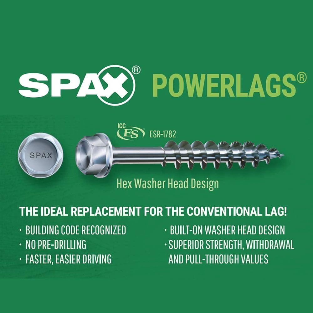 SPAX 1/4 in. x 3 in. Hex Drive Hex Head Zinc Powerlag Screw 3 SPAX 1/4 in. x 3 in. Hex Drive Hex Head Zinc Powerlag Screw - Image 3