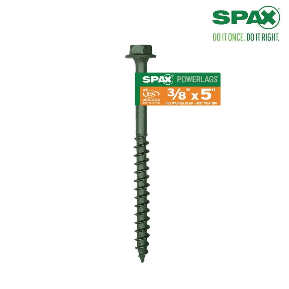 SPAX 3/8 in. x 5 in. Hex Drive Hex Head High Corrosion Resistant Coating PowerLag Screw 1 SPAX 3/8 in. x 5 in. Hex Drive Hex Head High Corrosion Resistant Coating PowerLag Screw