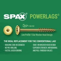 SPAX 1/4 in. x 4 in. T-Star Drive Washer-Head Yellow Zinc Coated PowerLag Screw (50 per Box) -Laurey Sales spax lag bolts 4581020701005 1f 1000