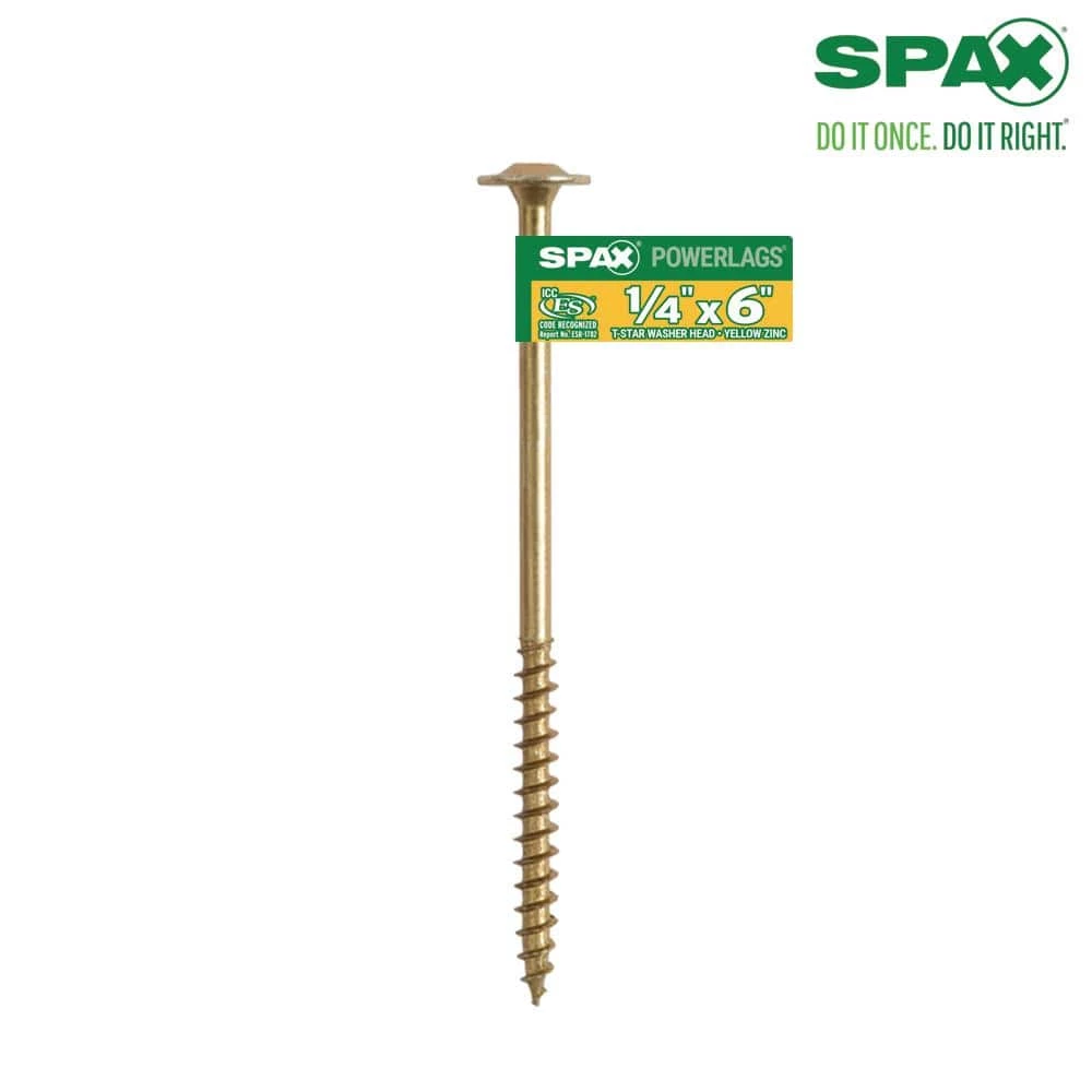 SPAX 1/4 in. x 6 in. Torx Powerlag T-Star Drive Washer Head Yellow Zinc Coated Lag Screw 1 SPAX 1/4 in. x 6 in. Torx Powerlag T-Star Drive Washer Head Yellow Zinc Coated Lag Screw