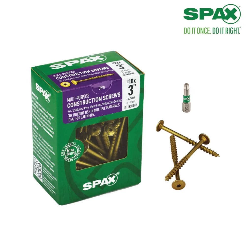 SPAX #10 x 3 in. T-Star Plus Drive Washer/Wafer Head Partial Thread Yellow Zinc Coated Screw (65 per Box) 6 SPAX #10 x 3 in. T-Star Plus Drive Washer/Wafer Head Partial Thread Yellow Zinc Coated Screw (65 per Box) - Image 6